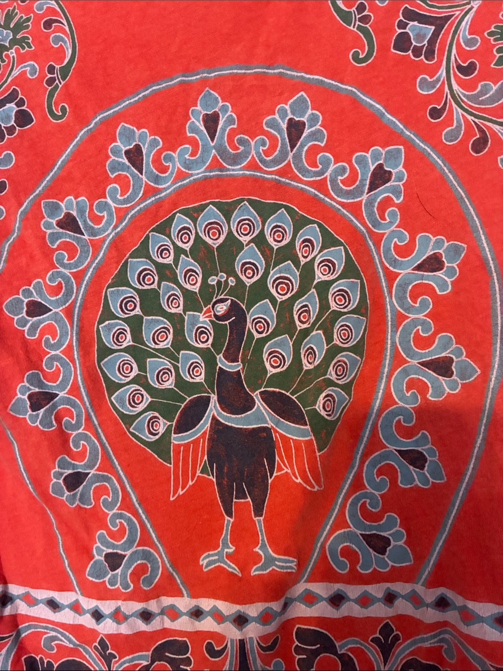 Lucky Brand Red Long-Sleeve Top with Peacock Graphic - Picture 3 of 4